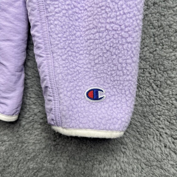 Champion Womens Fleece‎ Jacket Lilac Sherpa Plush Large Zip Front Logo $70 - Picture 6 of 14